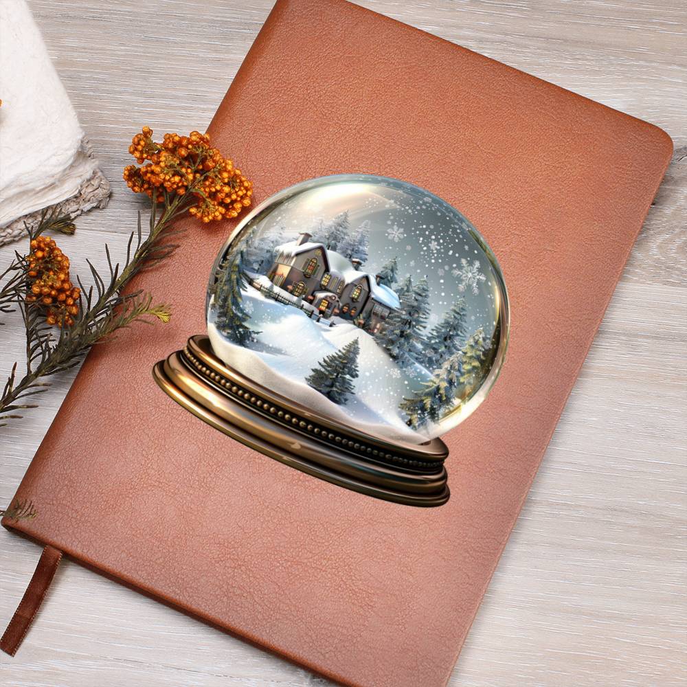 Watercolor Christmas Snow Globe 036 - Vegan Leather Journal