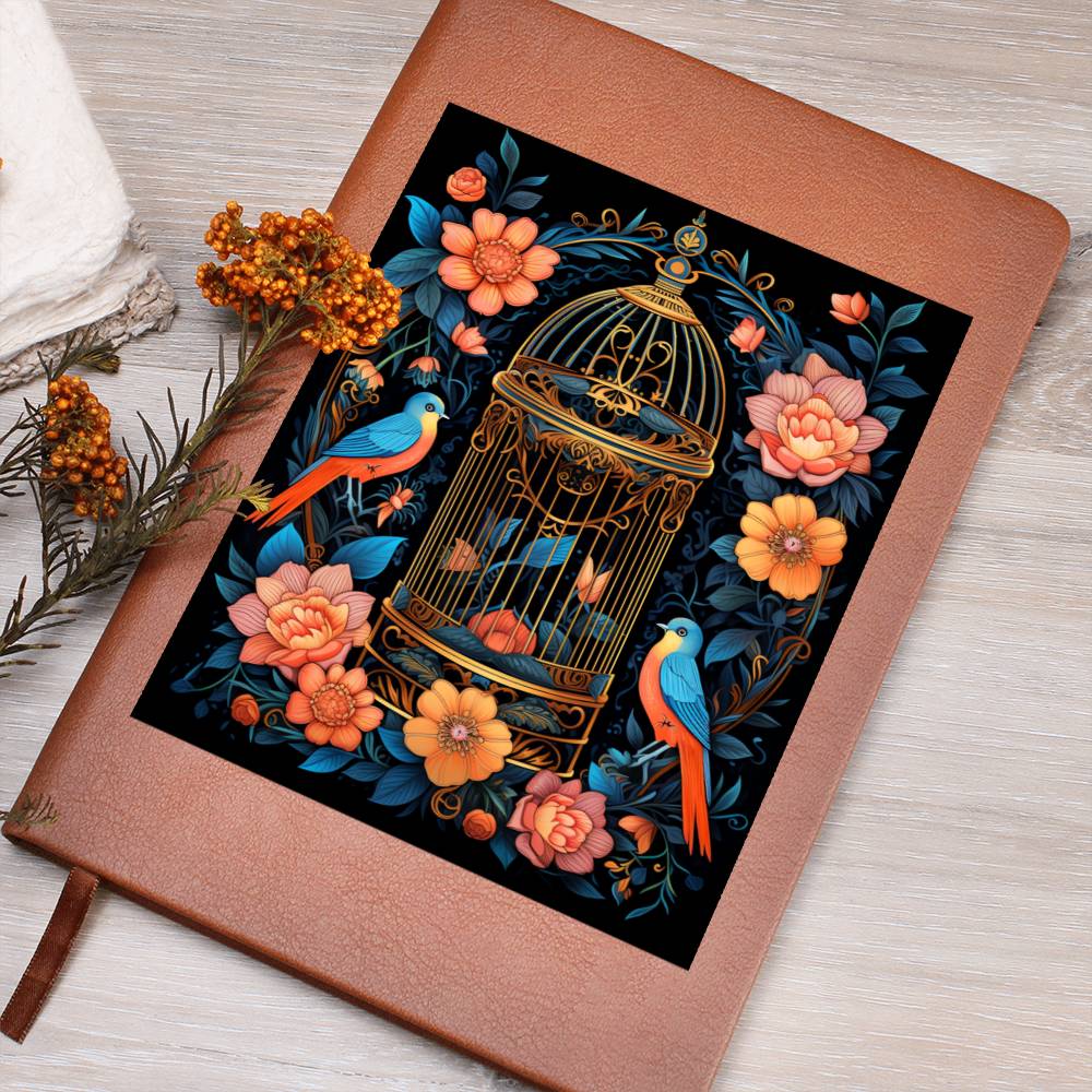 Birds And Floral Design 150 - Vegan Leather Journal