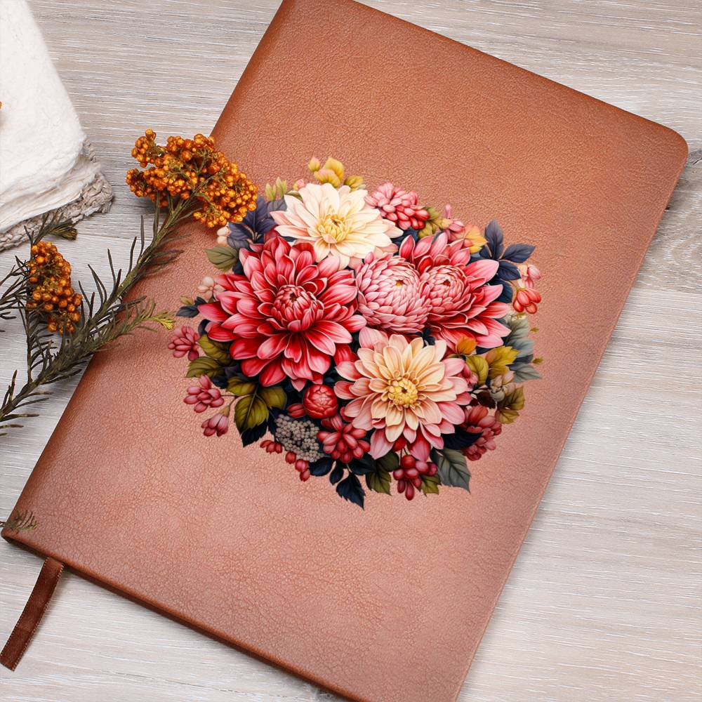 Floral Flower Wreath 040 - Vegan Leather Journal