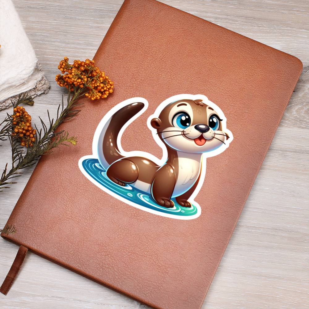 Cute Otter sticker 114 - Vegan Leather Journal