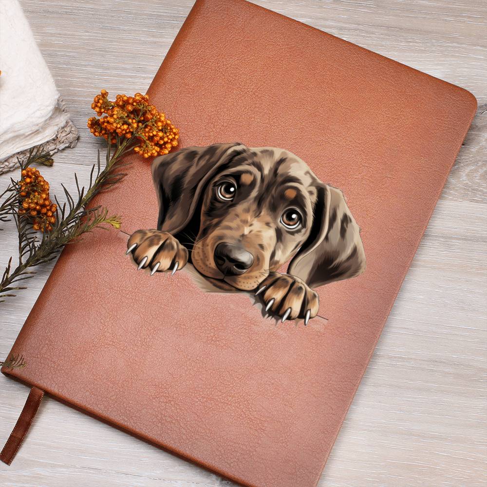 Plott Hound Peeking - Vegan Leather Journal