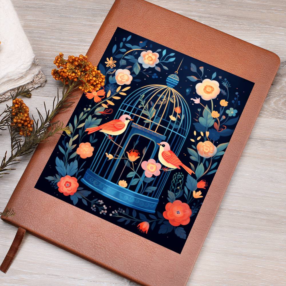 Birds And Floral Design 130 - Vegan Leather Journal