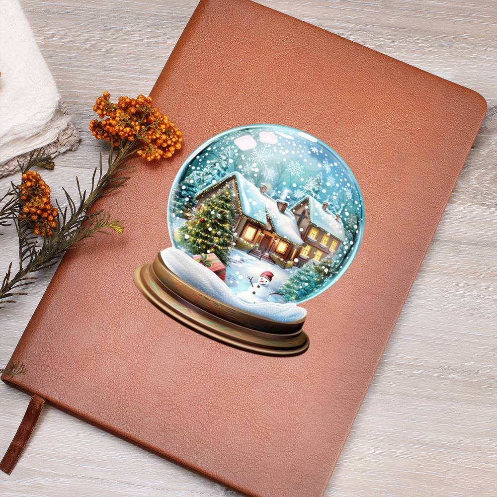 Watercolor Christmas Snow Globe 009 - Vegan Leather Journal