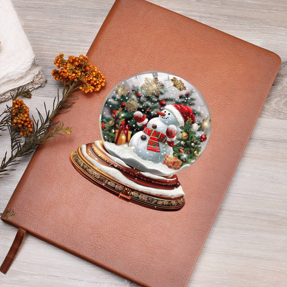 Watercolor Christmas Snow Globe 018 - Vegan Leather Journal