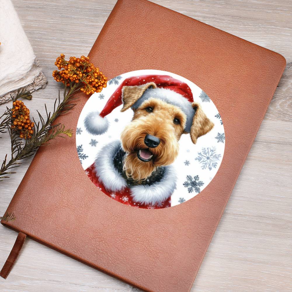 Christmas Dog - Airedale Terrier - Vegan Leather Journal