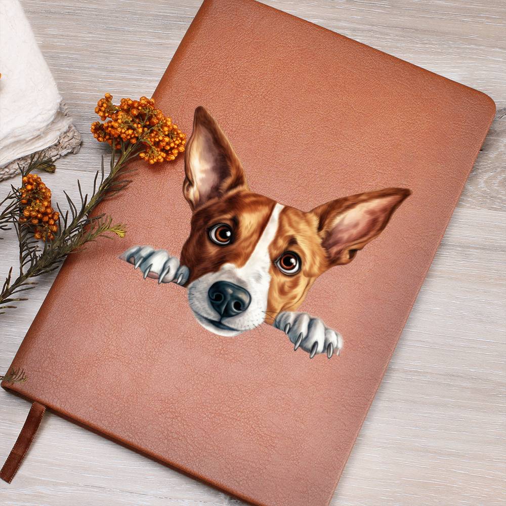 Basenji Peeking - Vegan Leather Journal