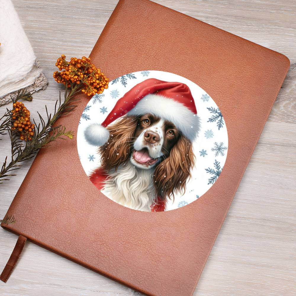 Christmas Dog - English Springer Spaniel - Vegan Leather Journal