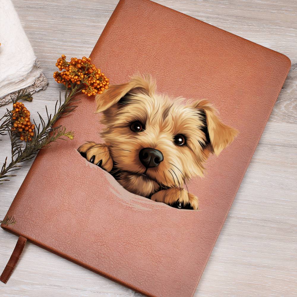Norfolk Terrier Peeking - Vegan Leather Journal