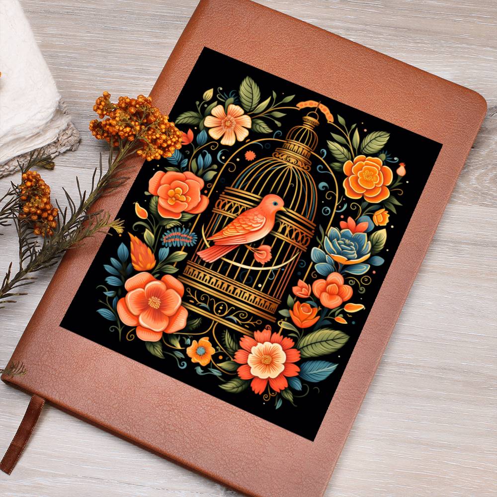 Birds And Floral Design 152 - Vegan Leather Journal