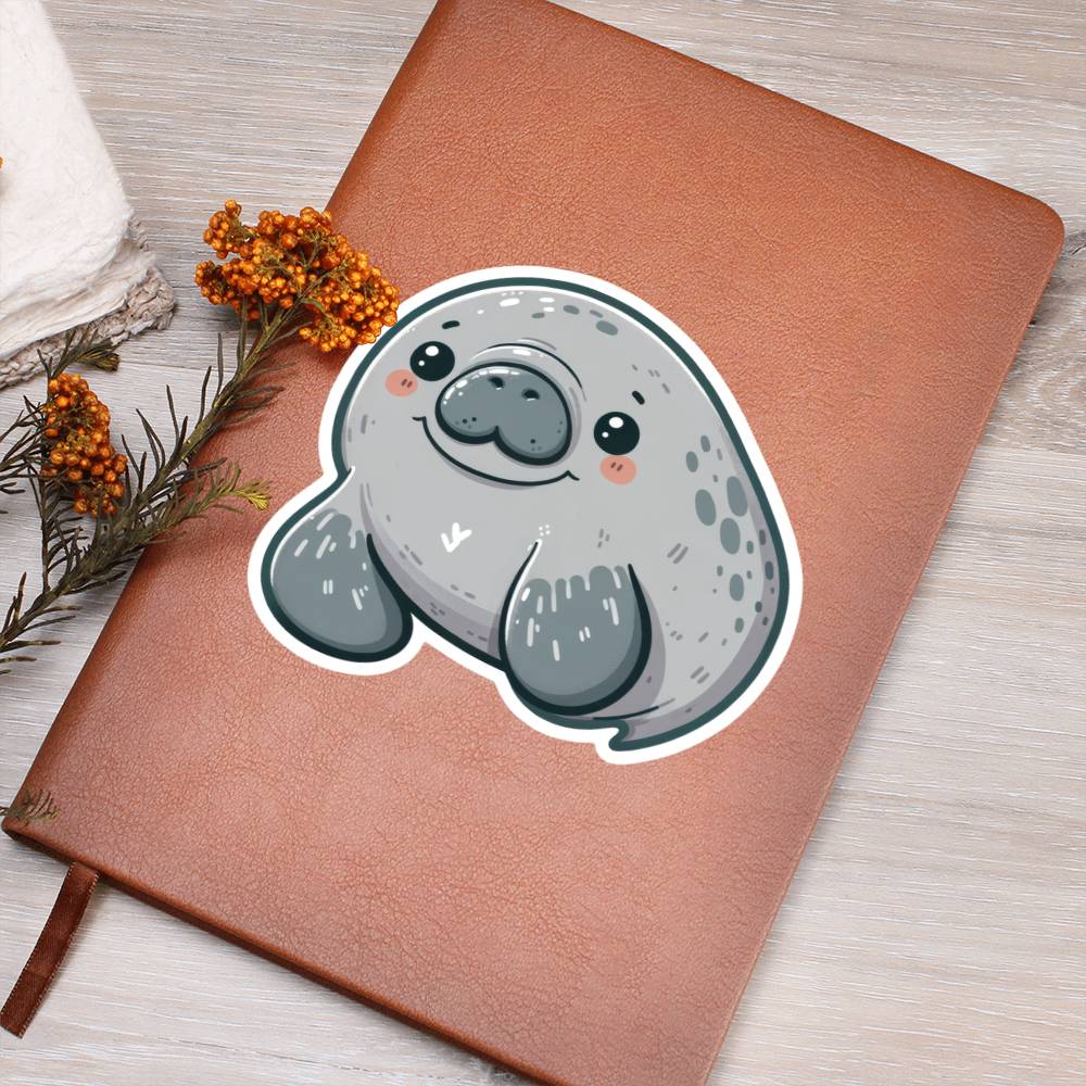 Cute Manatee sticker 91 - Vegan Leather Journal