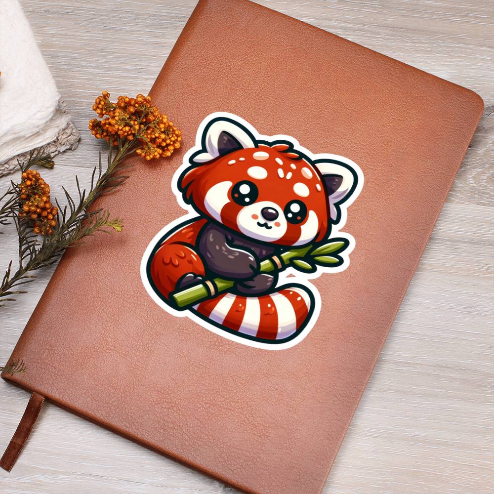 Cute Red panda sticker 141 - Vegan Leather Journal