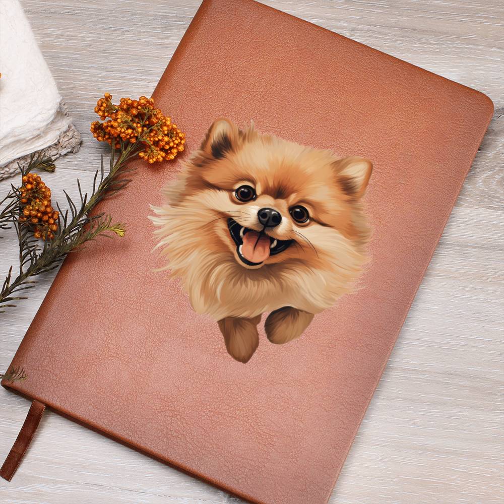 Pomeranian Peeking - Vegan Leather Journal