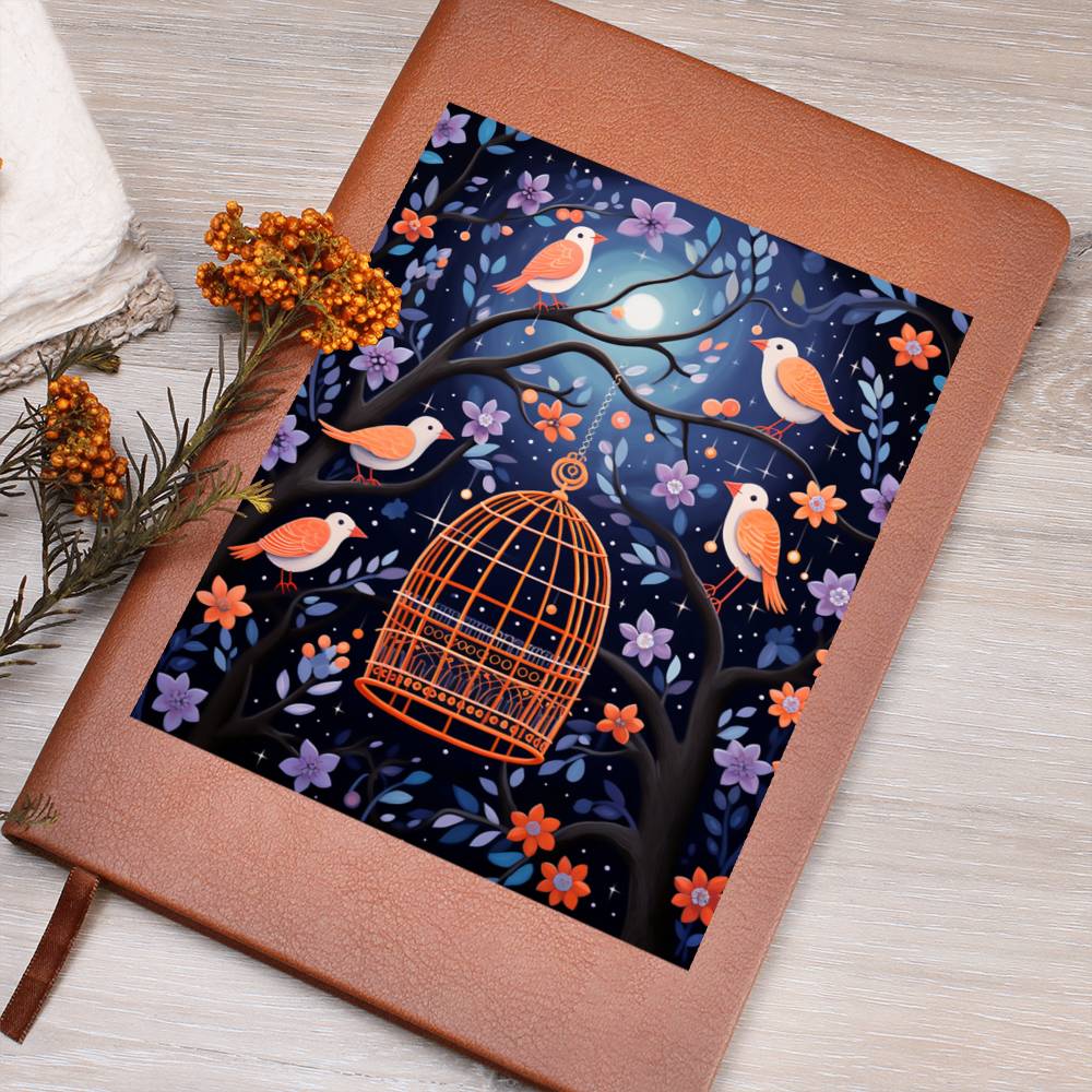 Birds And Floral Design 177 - Vegan Leather Journal