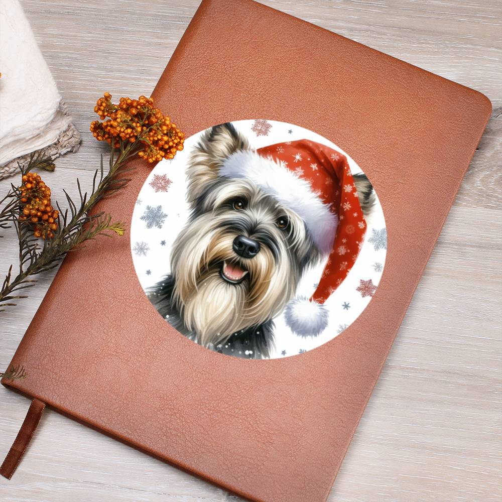 Christmas Dog - Cesky Terrier - Vegan Leather Journal