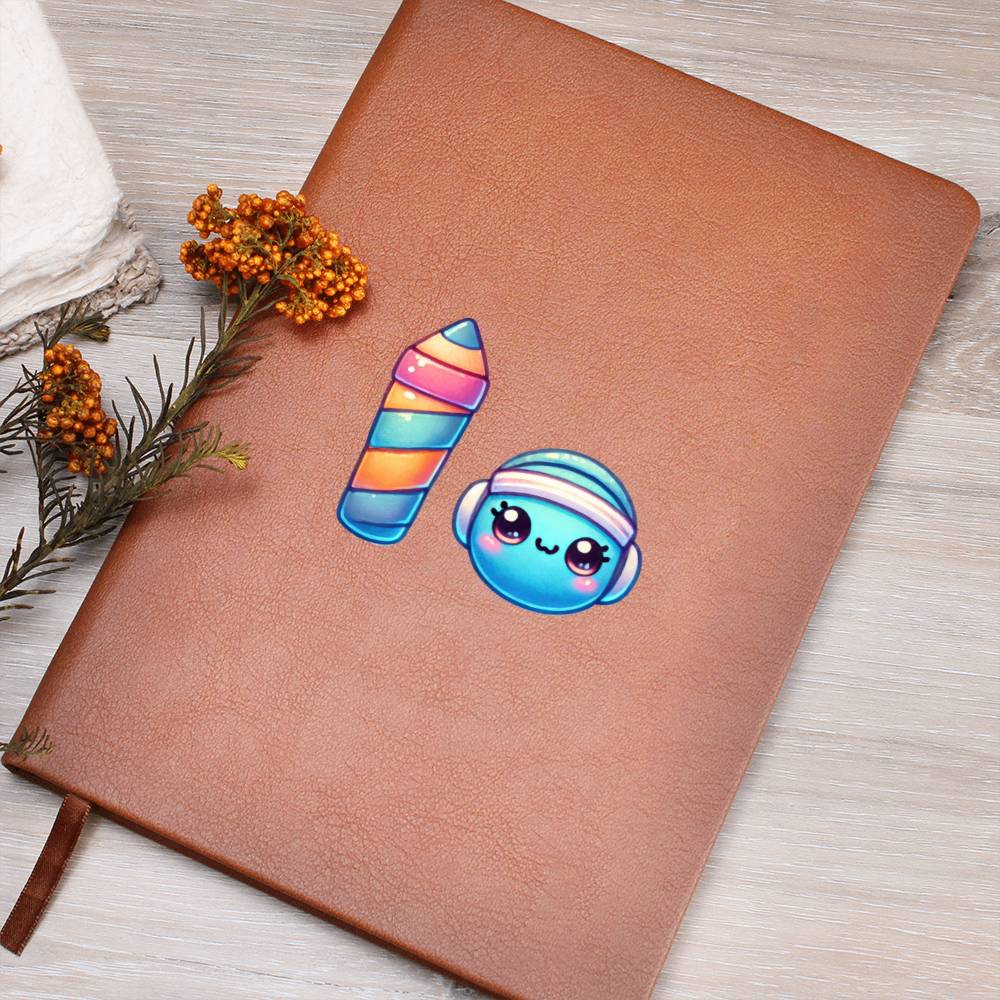Cute Back to School Sticker 068 - Vegan Leather Journal