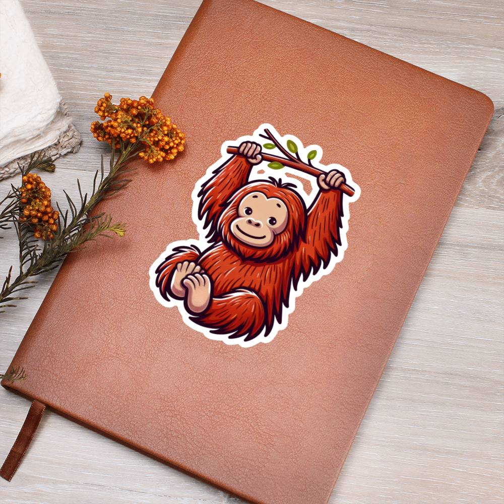 Cute Orangutan sticker 107 - Vegan Leather Journal