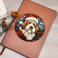 Dog Stained Glass Christmas Design 034 - Vegan Leather Journal