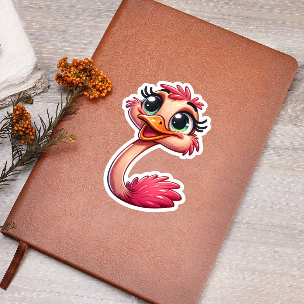 Cute Ostrich sticker 113 - Vegan Leather Journal