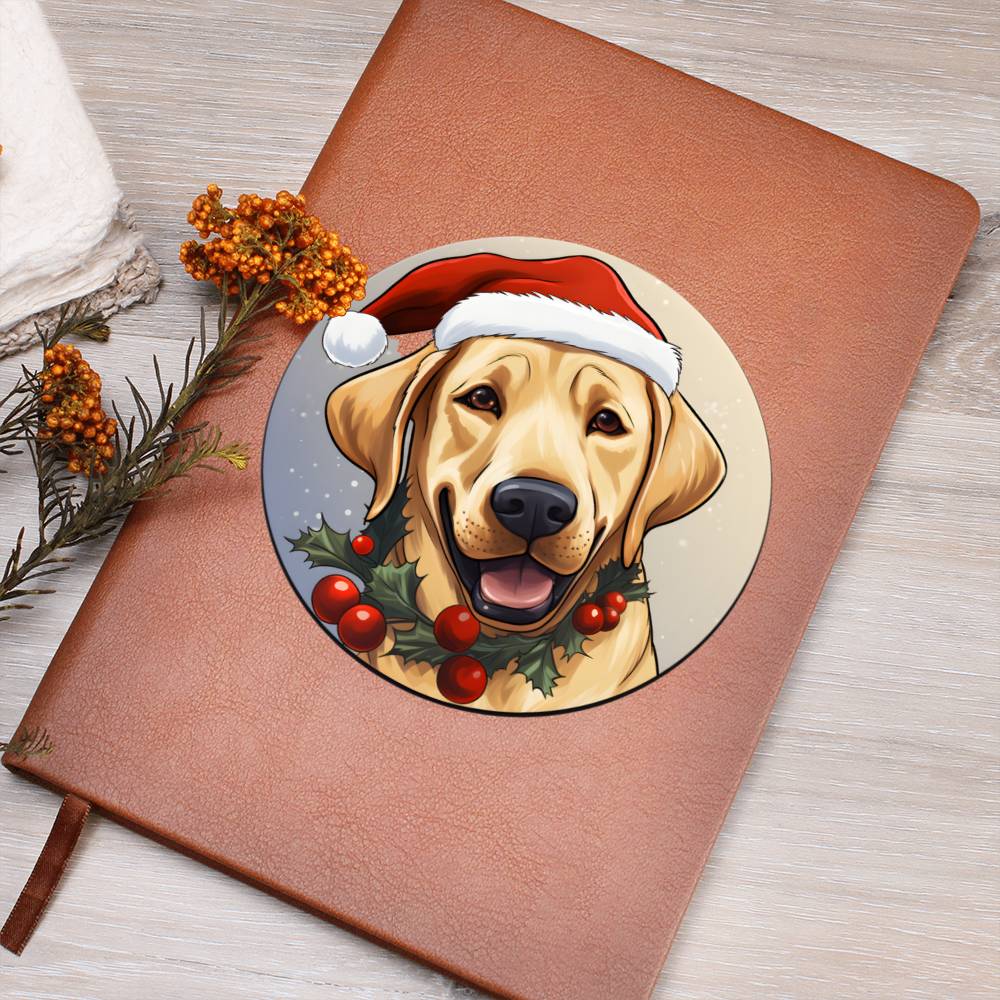 Dog Stained Glass Christmas Design 029 - Vegan Leather Journal