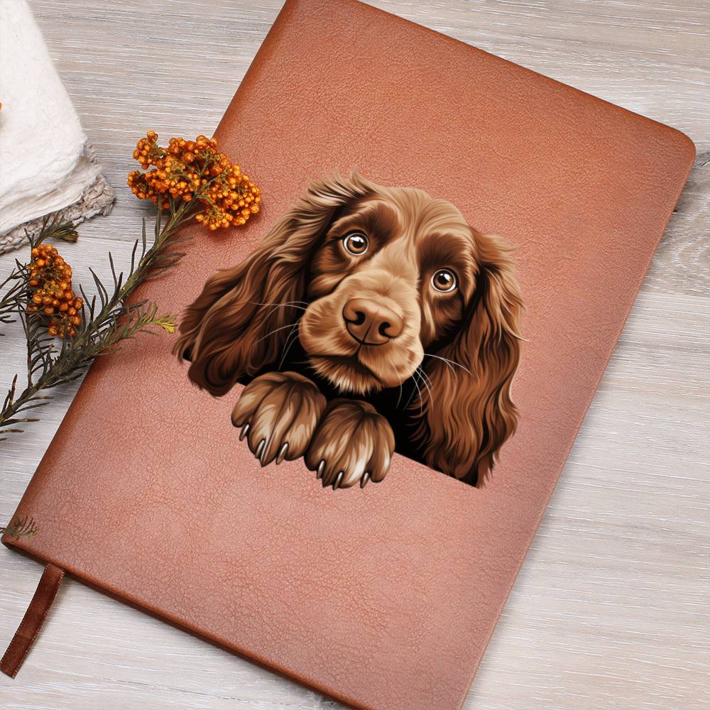 Field Spaniel Peeking - Vegan Leather Journal