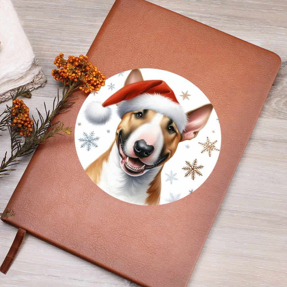 Christmas Dog - Bull Terrier - Vegan Leather Journal