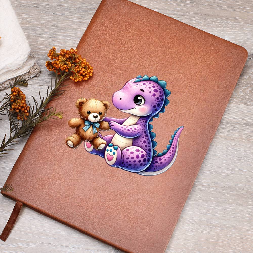 Colorful Baby Dinosaur 059 - Vegan Leather Journal