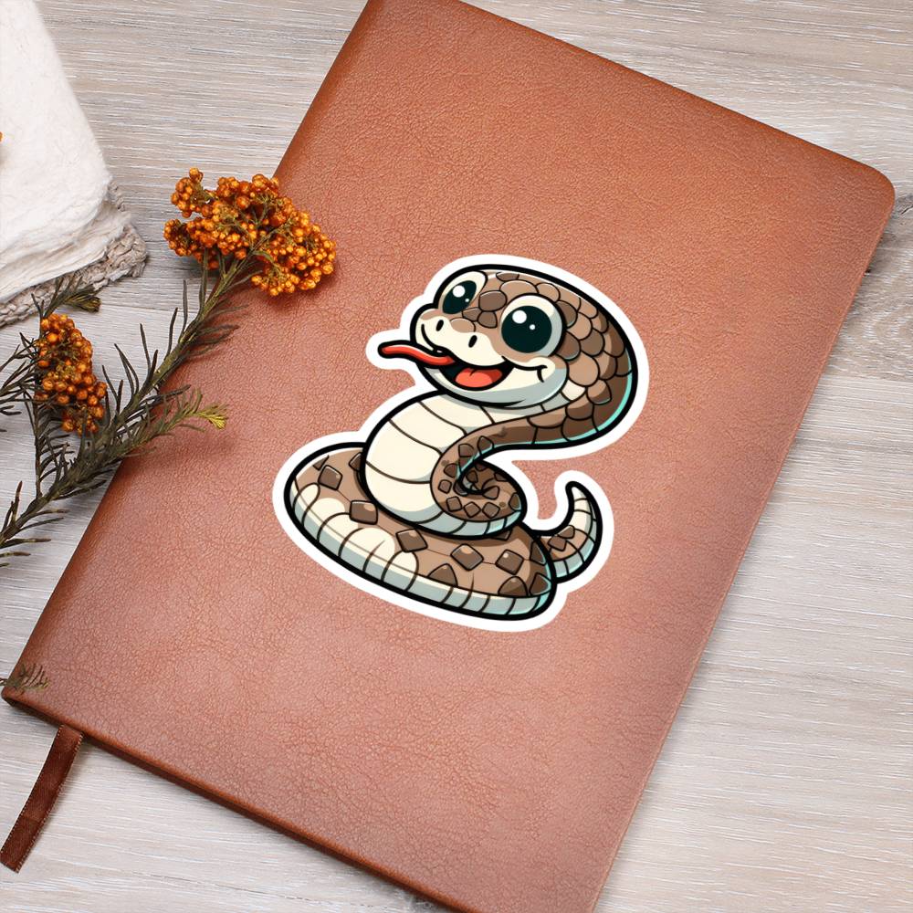 Cute Rattlesnake sticker 140 - Vegan Leather Journal