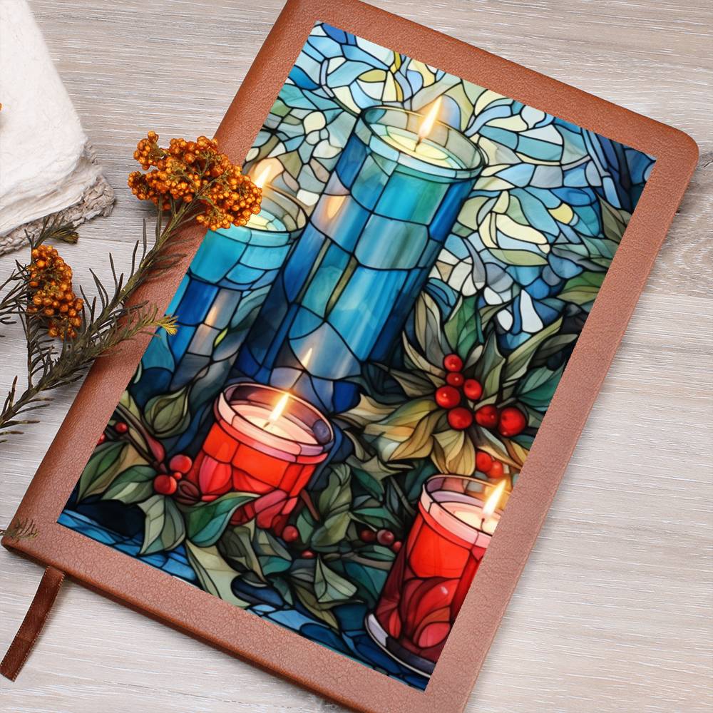 Christmas Stained Glass Design 001 - Vegan Leather Journal