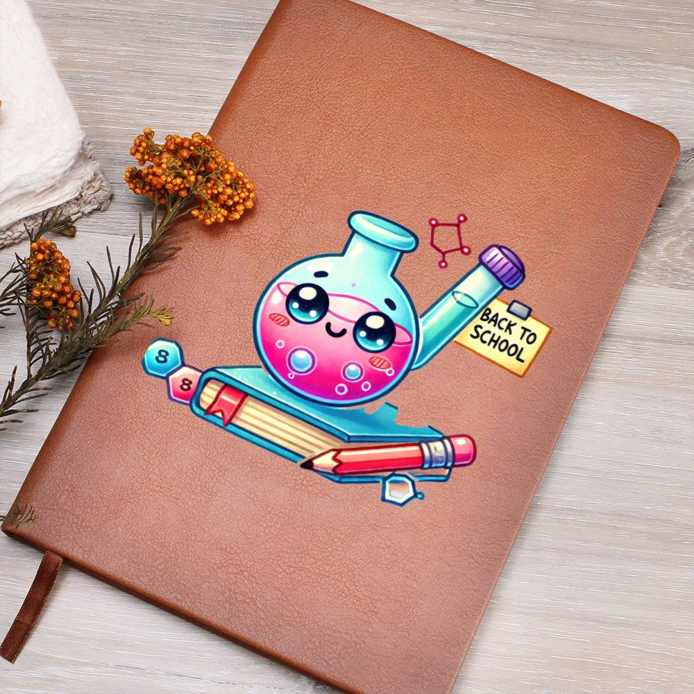 Cute Back to School Sticker 099 - Vegan Leather Journal