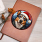 Dog Stained Glass Christmas Design 007 - Vegan Leather Journal