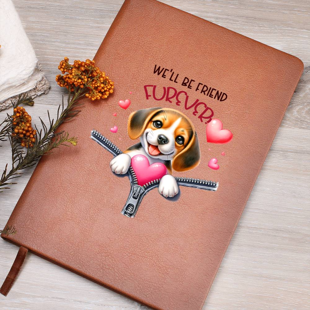 Valentine's Day Dog And Zipper 046 We'll Be Friend Furever - Vegan Leather Journal