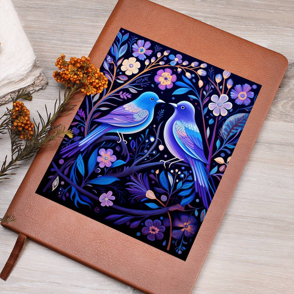 Birds And Floral Design 143 - Vegan Leather Journal