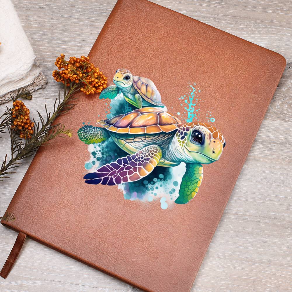Cute Sea Turtle 011 - Vegan Leather Journal