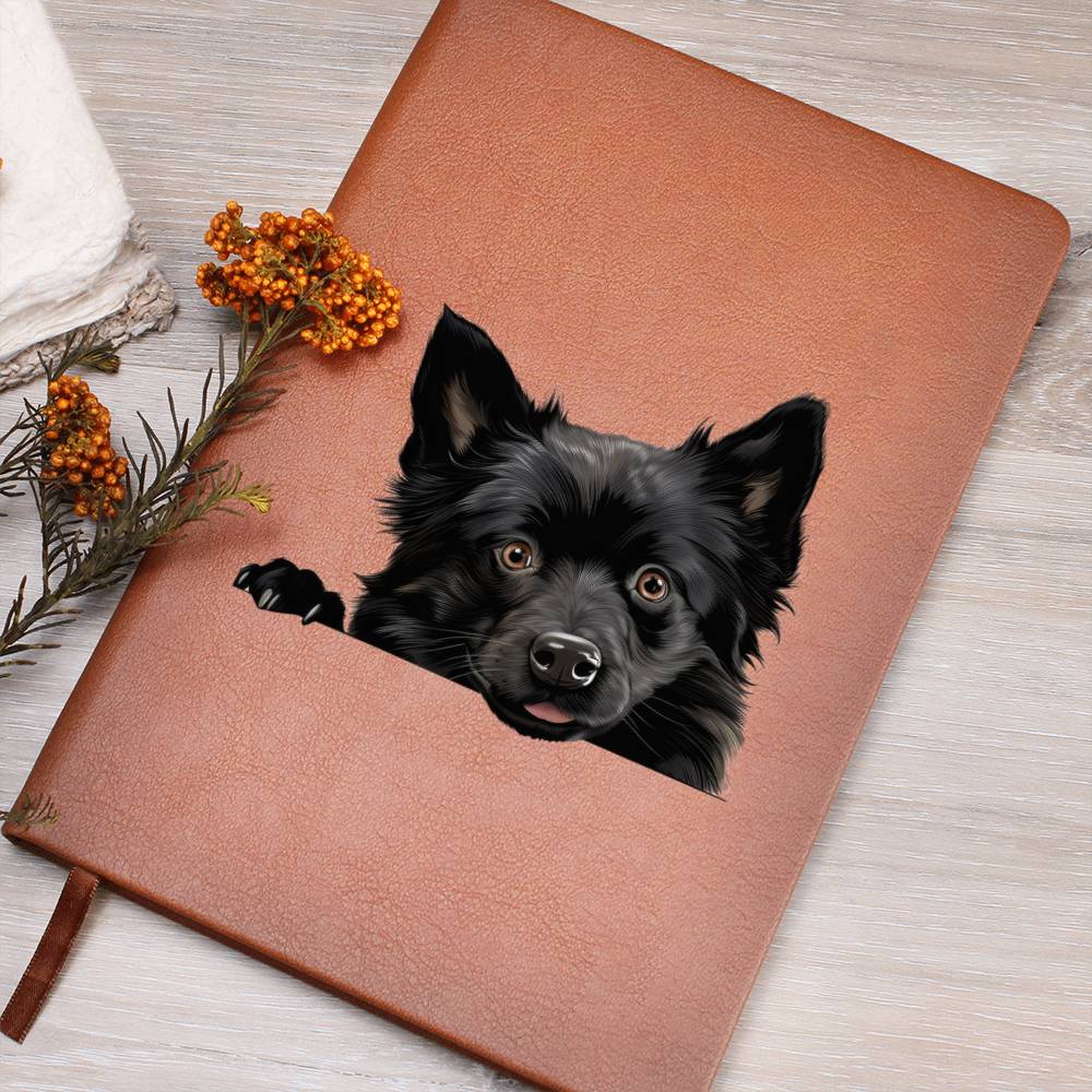 Schipperke Peeking - Vegan Leather Journal