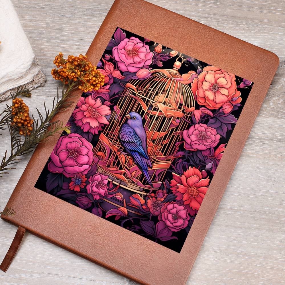 Birds And Floral Design 118 - Vegan Leather Journal