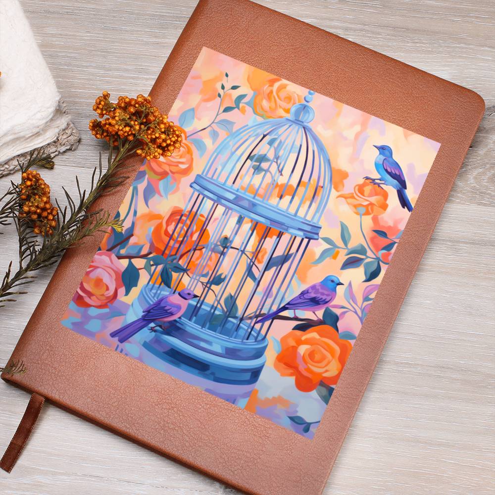 Birds And Floral Design 136 - Vegan Leather Journal