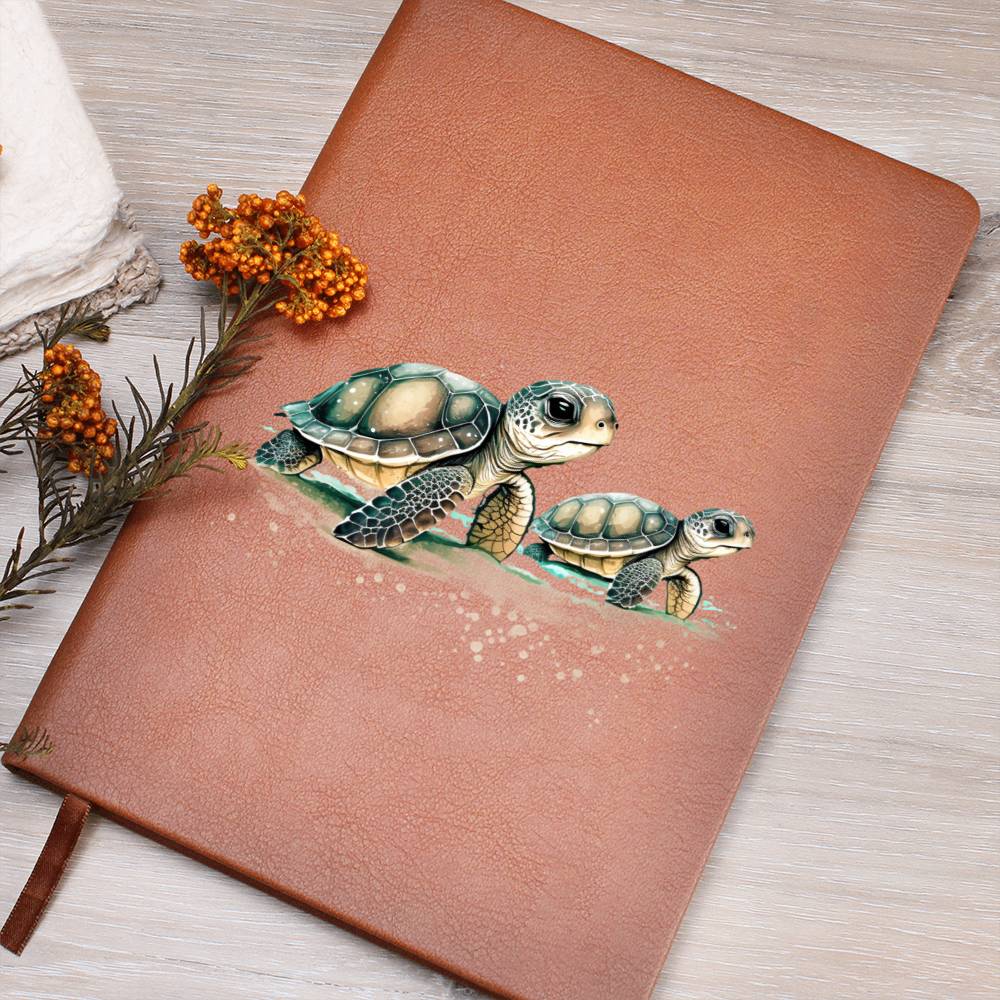 Cute Sea Turtle 016 - Vegan Leather Journal