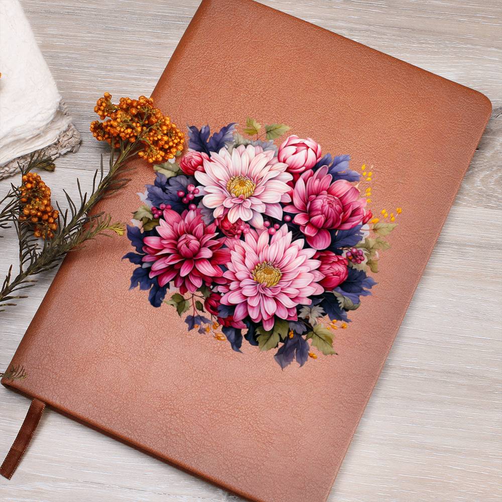 Floral Flower Wreath 095 - Vegan Leather Journal