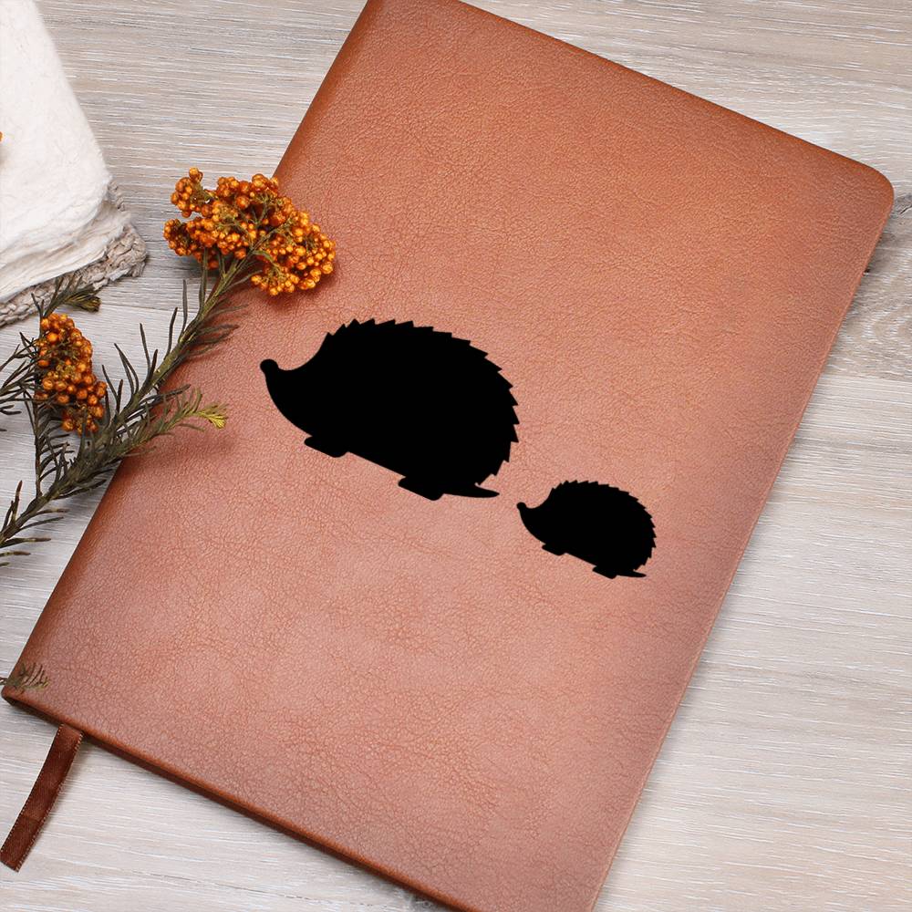 Mama Hedgehog With 1 Hoglet - Vegan Leather Journal