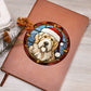 Dog Stained Glass Christmas Design 025 - Vegan Leather Journal