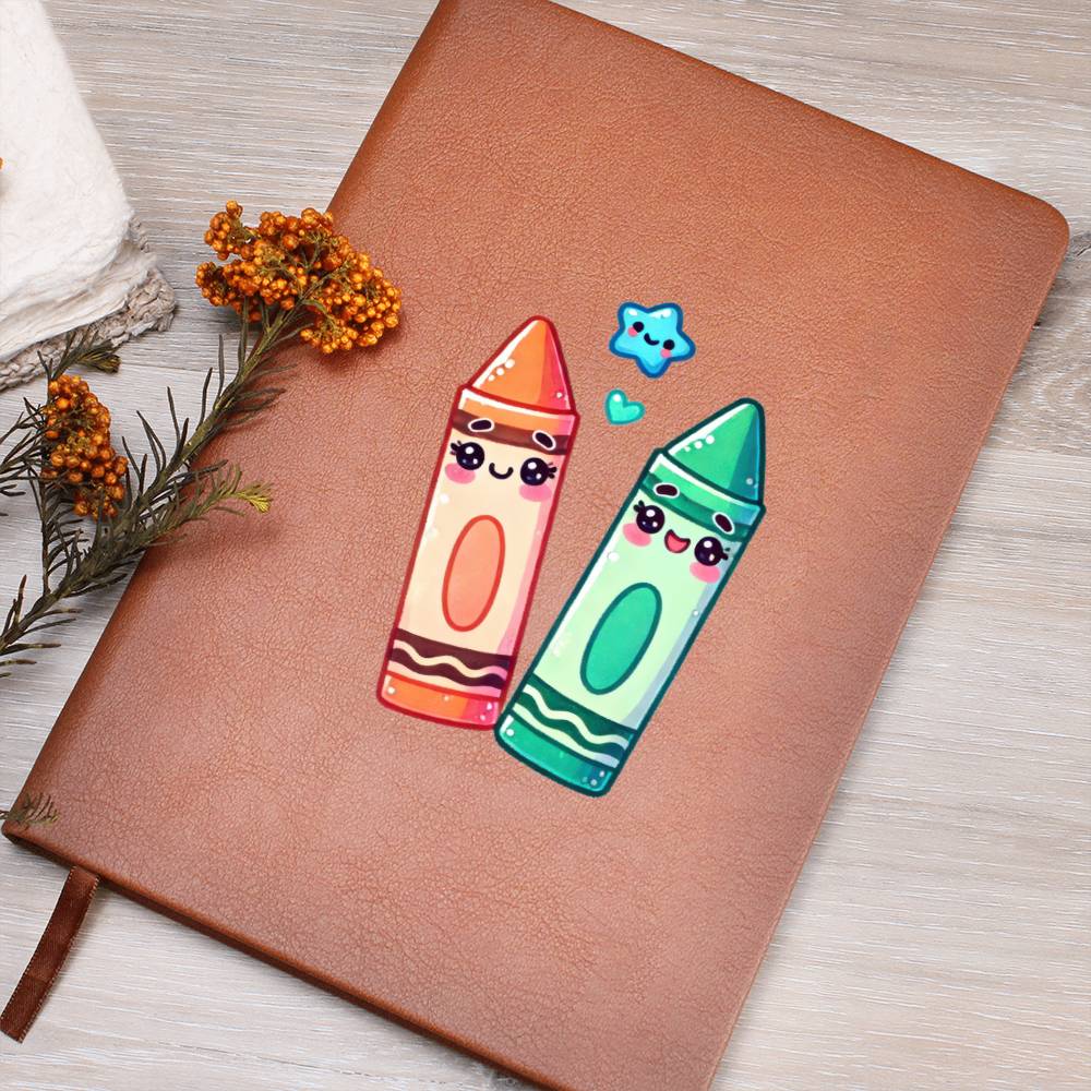 Cute Back to School Sticker 004 - Vegan Leather Journal