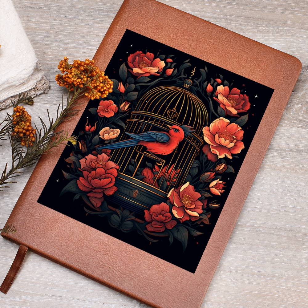 Birds And Floral Design 140 - Vegan Leather Journal