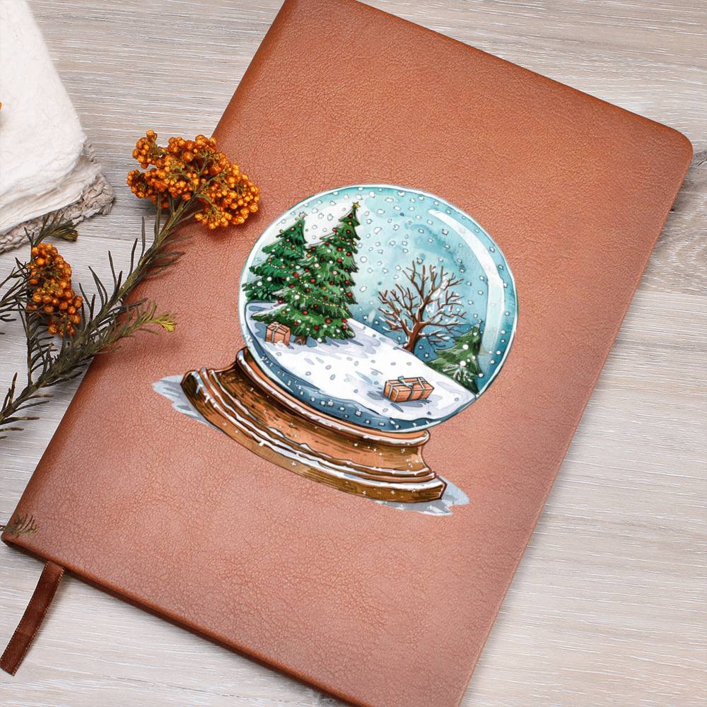 Watercolor Christmas Snow Globe 024 - Vegan Leather Journal