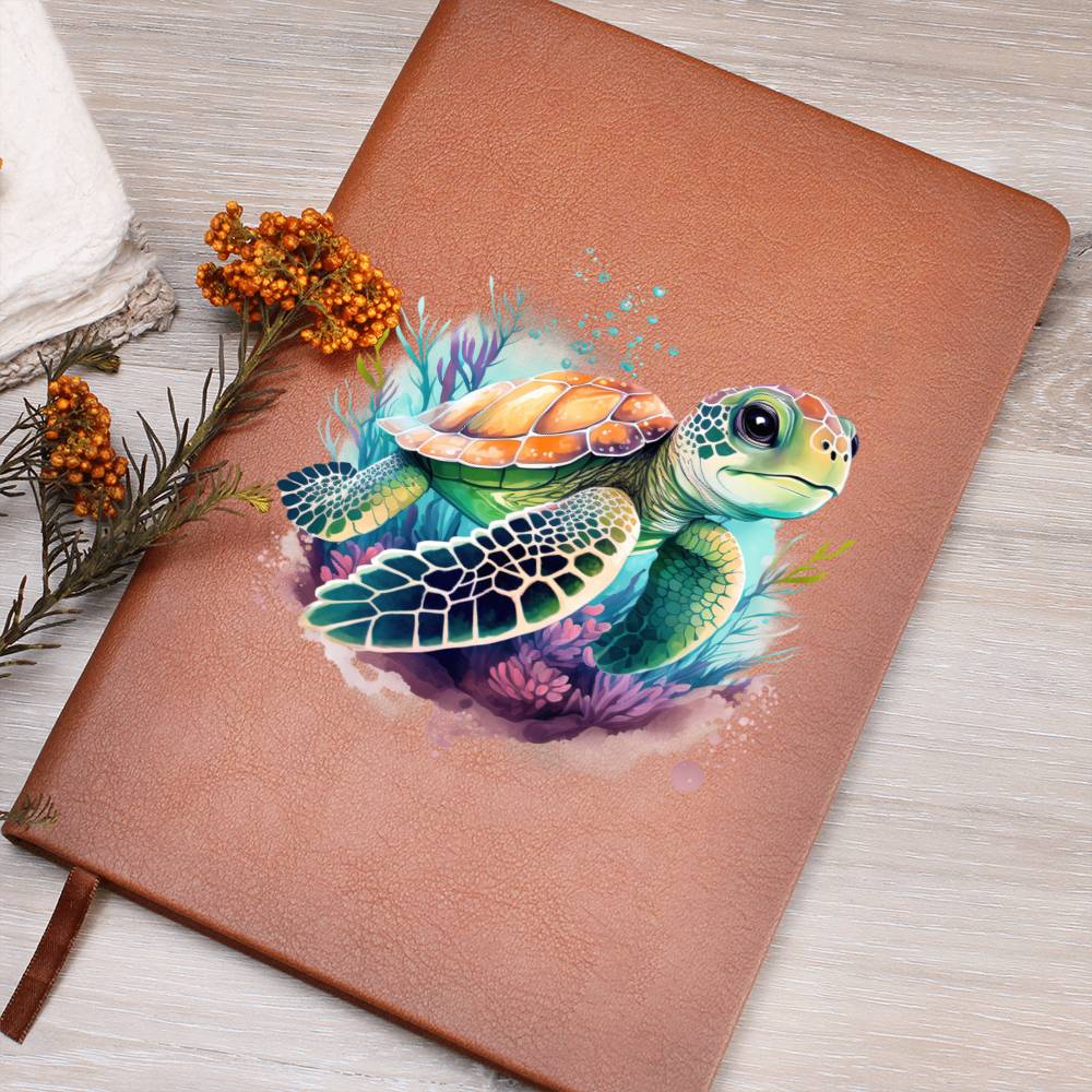Cute Sea Turtle 007 - Vegan Leather Journal