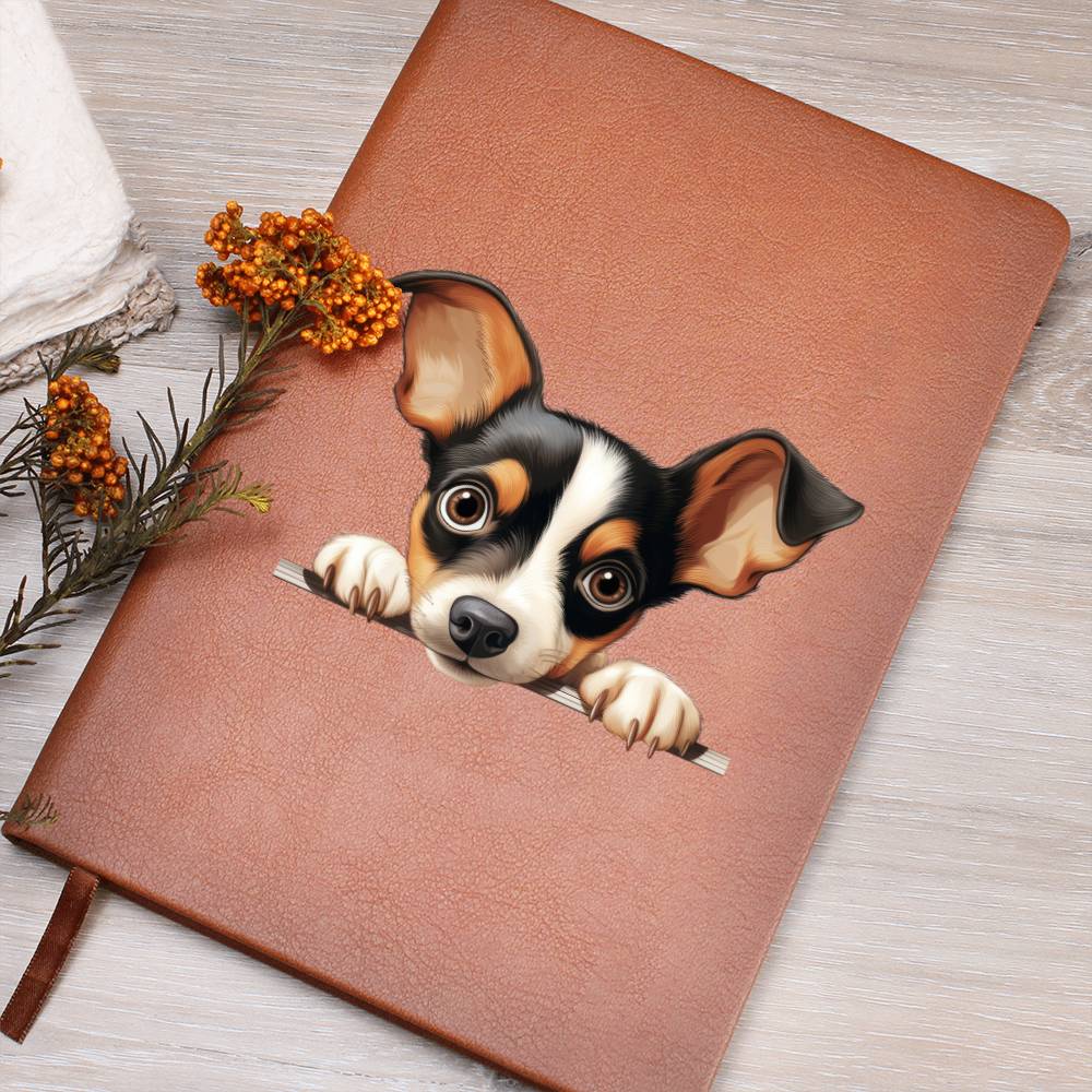 Toy Fox Terrier Peeking - Vegan Leather Journal