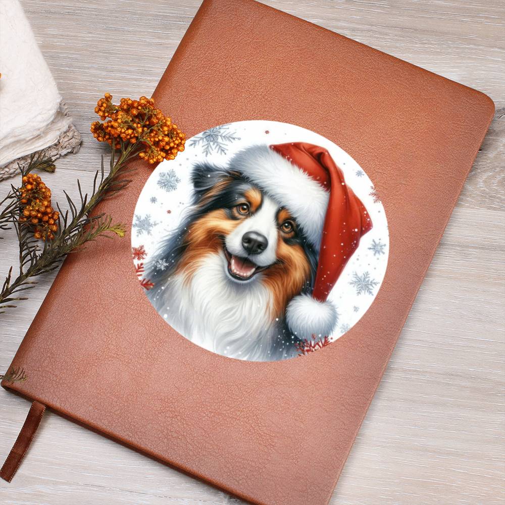 Christmas Dog - Australian Shepherd - Vegan Leather Journal