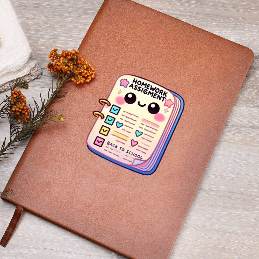 Cute Back to School Sticker 043 - Vegan Leather Journal