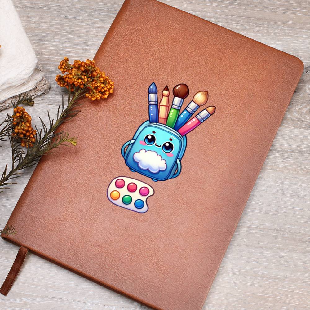Cute Back to School Sticker 088 - Vegan Leather Journal