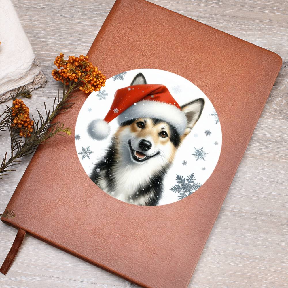 Christmas Dog - Swedish Vallhund - Vegan Leather Journal