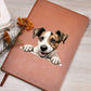 Parson Russell Terrier Peeking - Vegan Leather Journal